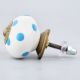 White Blue Polka Dots Ceramic Drawer Knob