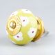 Lime White Flower Floral Dresser Knob