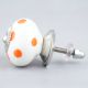 White Orange Polka Ceramic Wardrobe Knob