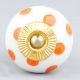 White Orange Polka Ceramic Wardrobe Knob