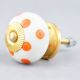 White Orange Polka Ceramic Wardrobe Knob