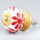 Cream With   Red Flower Knob