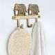 Golden Brass Two Elephant Wall Hook