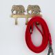 Golden Brass Two Elephant Wall Hook