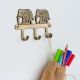 Golden Brass Two Elephant Wall Hook