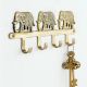 Golden Brass Three Elephant Wall Hook