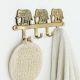 Golden Brass Three Elephant Wall Hook