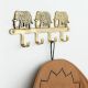 Golden Brass Three Elephant Wall Hook