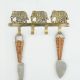 Golden Brass Three Elephant Wall Hook