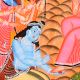 Kalighat Painting of Krishna and Mother Yashoda on Cloth and Paper