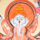 Cloth and Paper Dancing Lord Ganesha Kalighat Painting