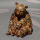 Handcrafted Vintage Brass Bear Family Sculpture