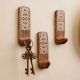 3 Pieces Wooden Handmade Brown And White Adhesive Wall Hooks