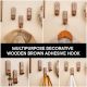 3 Pieces Wooden Handmade Brown And White Adhesive Wall Hooks