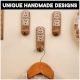 3 Pieces Wooden Handmade Brown And White Adhesive Wall Hooks