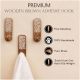 3 Pieces Brown And White Decorative Wooden Adhesive Wall Hooks