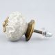 White Heart Crackle Ceramic Dresser Knob