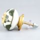 Old Green Floral Ceramic Knob