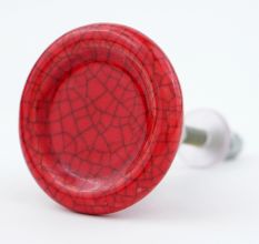 Red Crackle Ceramic Drawer Knob