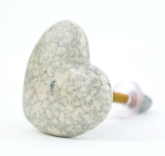 Light Grey Heart Crackle Ceramic Drawer Knob