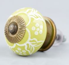 Lime Green Floral Ceramic  Dresser Knobs Online