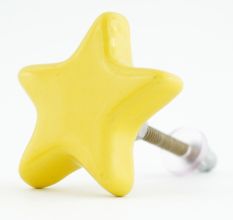 Solid Yellow Star Ceramic Cupboard Knob