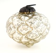 Antique Silver Turnip Box Cut Christmas Hanging