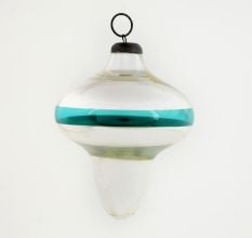 Vintage Mercury Silver and Turquoise Glass Hanging Ornament
