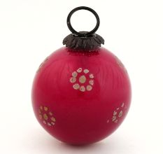Vintage Red Glass Floral Pattern Christmas Ornament