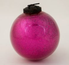 Pink Glitter Glass Christmas Ball Ornament