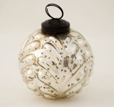 Silver Vintage Round Mercury Glass Christmas Ornament