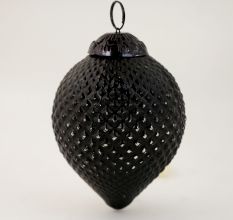 Black Textured Glass Christmas Hanging Ornament