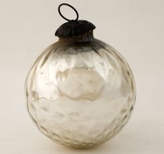 Silver Round Glass Hanging Ornament For Christmas Tree