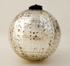 Silver Round Mercury Glass Hanging Ornament For Christmas Tree