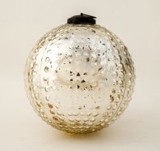 Silver Decorative Round Glass Hanging Ornament