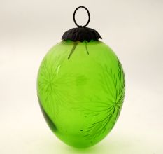 Vintage Green Cut Glass Christmas Bauble Hanging Ornament