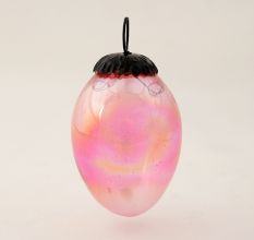 Pink Vintage Oval Shaped Glass Christmas Ornament