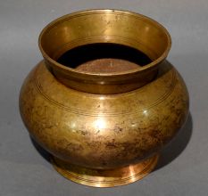 Vintage Brass Kalash Wide Rim Ritual Vessel