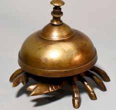 Vintage Brass Crab Hotel Service Desk Bell