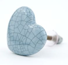 Grey Heart Crackle Ceramic Wardrobe Knob
