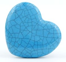 Turquoise Heart Crackle Ceramic Dresser Knob