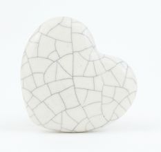 White Heart Crackle Ceramic Dresser Knob