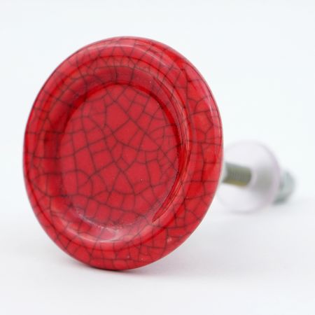 Red Crackle Ceramic Drawer Knob