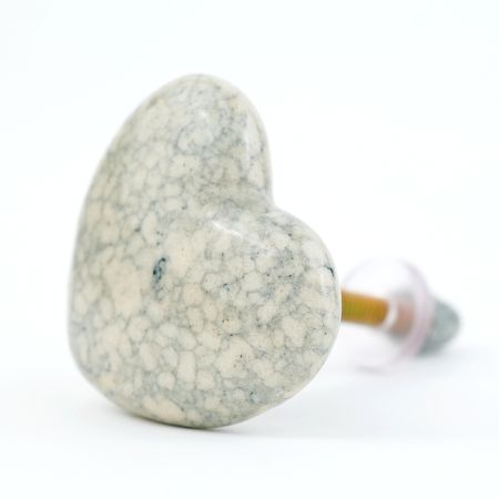 Light Grey Heart Crackle Ceramic Drawer Knob