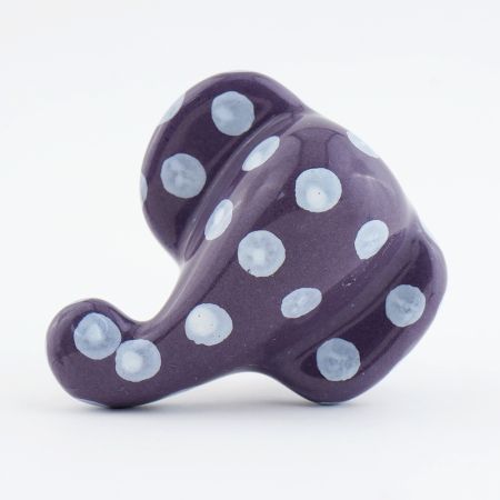 Purple Polka Elephant Face Knob