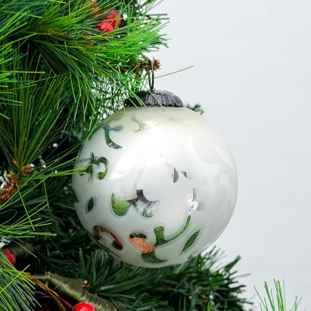 Round Vintage Style Mercury Silver Glass Christmas Ornament