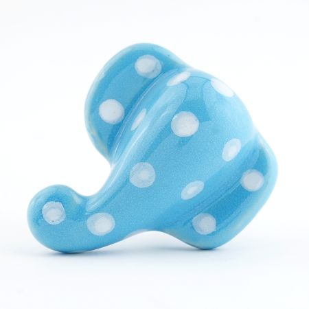 Turquoise Polka Elephant Face Knob