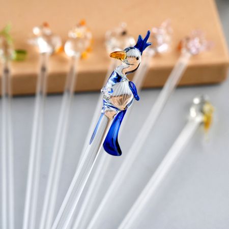 Assorted 6 Pieces Animal Stirrer Glass Swizzle Sticks for Cocktail Party