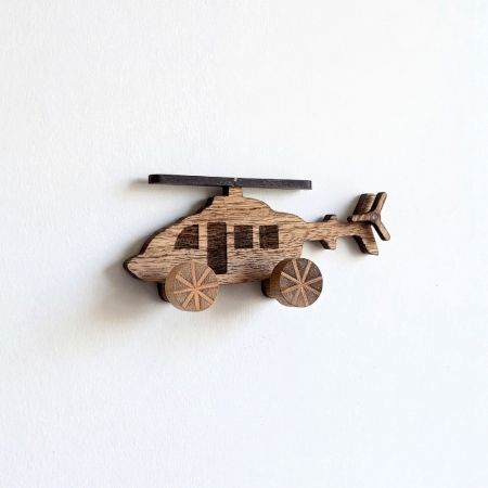Natural Wooden Helicopter Design Adhesive Wall Hook