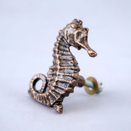 Vintage Seahorse Iron Cabinet Knob